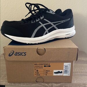 ASICS Gel-Contend 8 Black and White Athletic Shoes